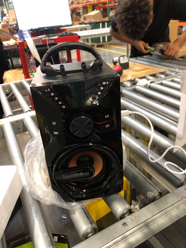 Photo 1 of 35W(50W Peak) Bluetooth Speaker, Portable Wireless Speaker with 15W Subwoofer 8000mah Libattery LCD Display LED Lights Remote Control U Disk TF Card Wooden Speaker for Christmas Party Store Events K9G Pro 3rd Gen Black-Gold