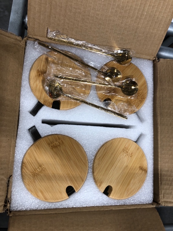 Photo 1 of 4pcs Set Vintage Coffee Mugs, Overnight Oats Containers with Bamboo Lids and Spoons - 14oz Clear Embossed Glass Cups, Cute Coffee Bar Accessories, Iced Coffee Glasses, Ideal for Cappuccino, Tea, Latte
