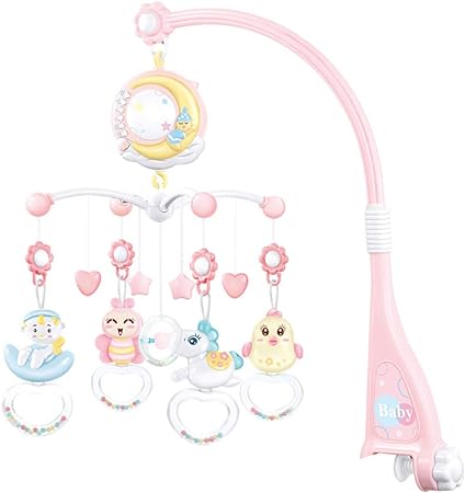 Photo 1 of Baby Rattles Crib Toys Rotary-Phone Mobile Projection Bed Bell Music Box 0-12 Months Newborn Baby Boy Toys
