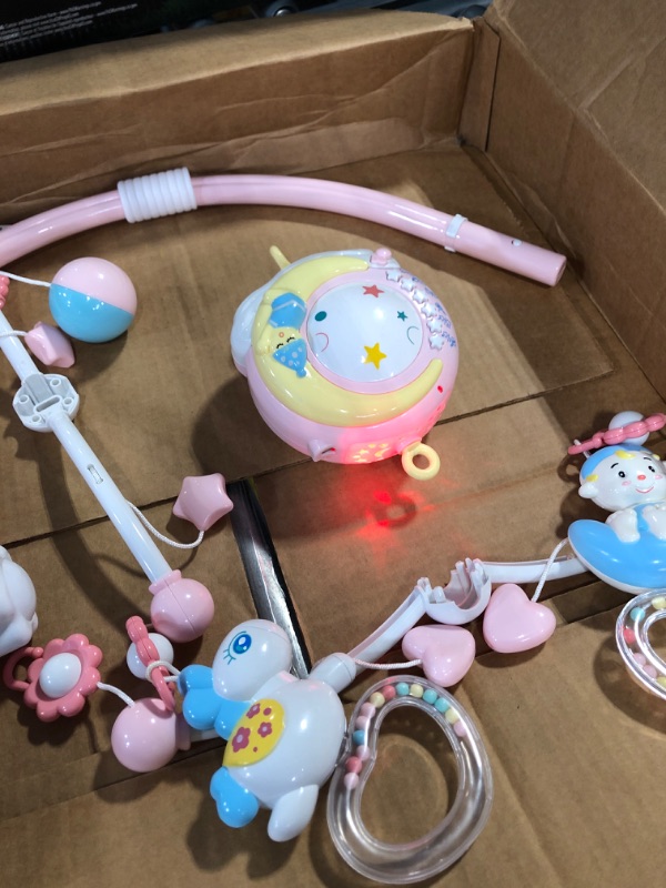 Photo 1 of Baby Rattles Crib Toys Rotary-Phone Mobile Projection Bed Bell Music Box 0-12 Months Newborn Baby Boy Toys
