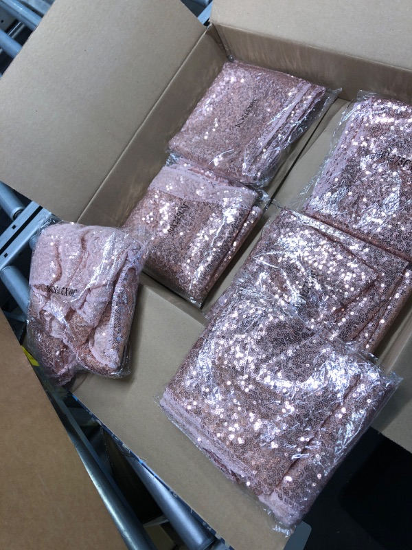 Photo 3 of 6 Pack Sequin Table Runner Rose Gold, 12 x 108 inch Glitter Rose Gold Table Runner for Rectangle Table for Birthday, Wedding, Banquet, Holiday Party Decorations, Christmas Gift & Baby Shower Rose Gold 6 Pack