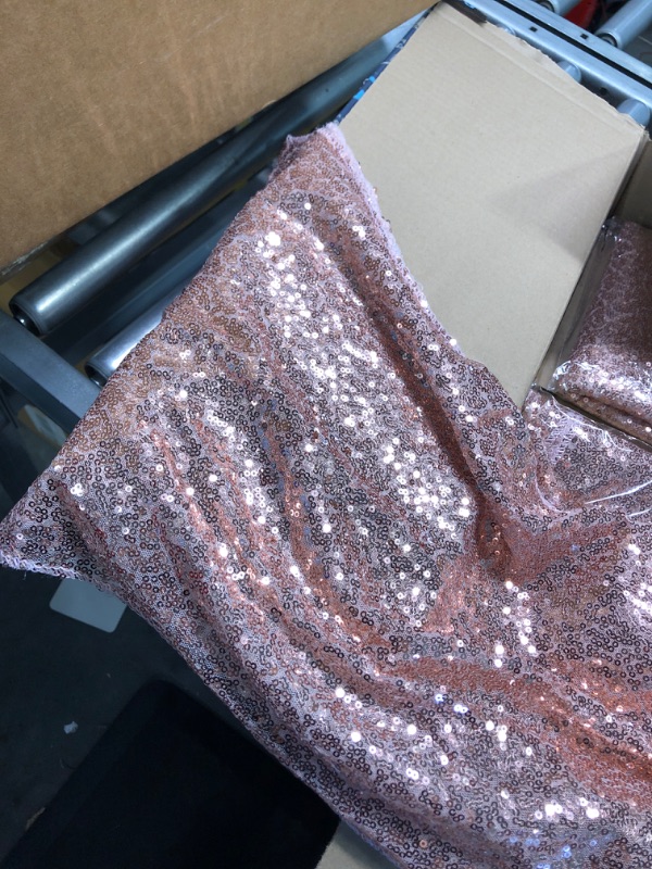 Photo 4 of 6 Pack Sequin Table Runner Rose Gold, 12 x 108 inch Glitter Rose Gold Table Runner for Rectangle Table for Birthday, Wedding, Banquet, Holiday Party Decorations, Christmas Gift & Baby Shower Rose Gold 6 Pack