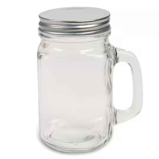 Photo 1 of 9 Pack of 16oz Mason Jars Mug with Handles, Old Fashion Dirking Glass Jars with Silver Lids for Party 16oz