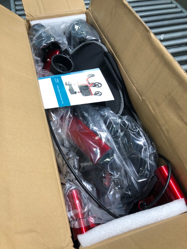 Photo 1 of Healconnex Rollator Walkers for Seniors-Folding Rollator Walker with Seat and Four 8-inch Wheels-Medical Rollator Walker with Comfort Handles and Thick Backrest-Lightweight Aluminium Frame and Basket Red