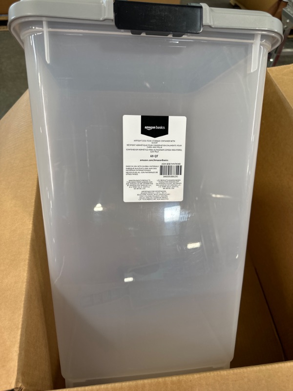 Photo 1 of Amazon Basics Airtight Dog Food Storage Container with Scoop - 69 QT 69QT