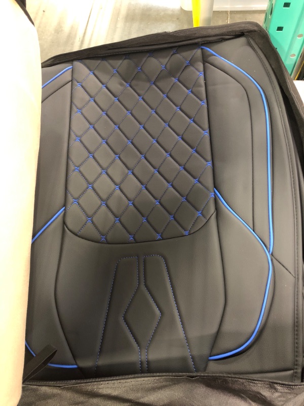 Photo 1 of Aierxuan Car Seat Covers Full Set Waterproof Leather Compatible with Toyota Highlander Corolla Prius Camry Rav4 Mdx Chevy Blazer Cobalt Trailblazer Cruze Equinox Malibu Buick(Full Set, Black-Blue)