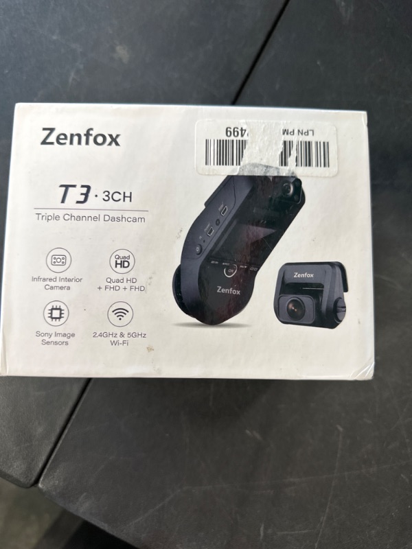 Photo 2 of 3 Channel Dash Cam, Zenfox 2K 1440P Front+1080P Interior+1080P Rear Triple Dash Camera, Dual-Band WiFi, IR Night Vision, Built-in GPS, Parking Mode, Motion Detection, G-Sensor, Support 256GB Card