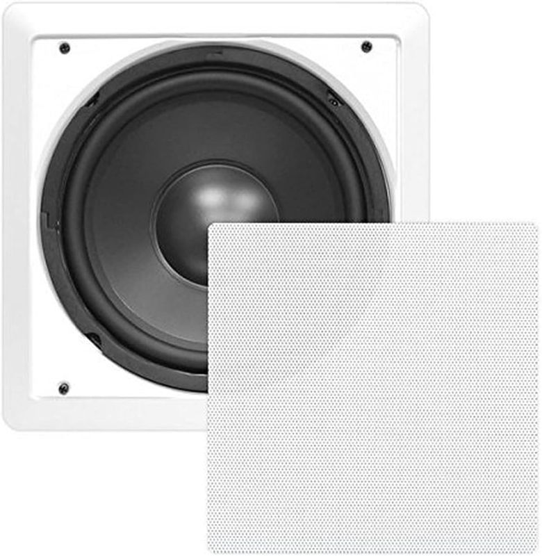 Photo 1 of Pyle Ceiling Wall Mount Enclosed Speaker - 360 Watt Stereo In-wall / In-ceiling 10" Enclosed Full Range Subwoofer Speaker System - 40Hz-3kHz Frequency Response, 8 Ohm, Flush Mount PDIWS10 (White)