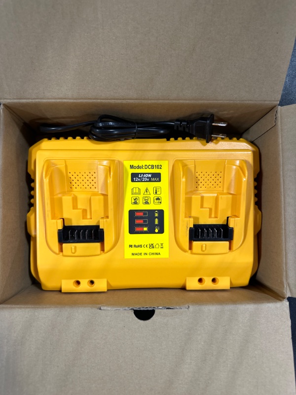 Photo 3 of Battery Charger Station Replacement for Dewalt Battery Charger DCB102 Comaptible with Dewalt 12V/20V Max Battery(Yellow) DCB102-Yellow