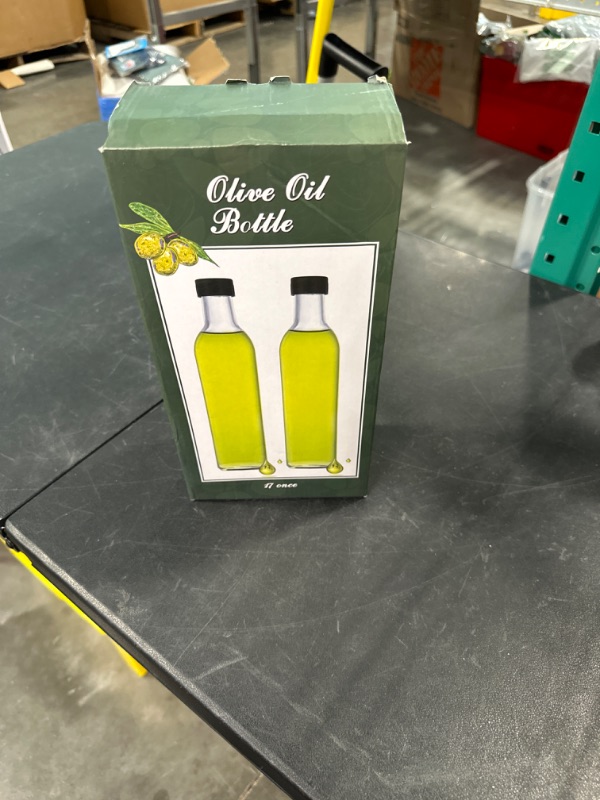 Photo 2 of [2 PACK]AOZITA 17 oz Glass Olive Oil Dispenser Bottle Set - 500ml Clear Oil & Vinegar Cruet Bottle with Pourers, Funnel and Labels - Olive Oil Carafe Decanter for Kitchen