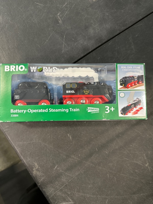 Photo 2 of Brio World 33884 Battery-Operated Steaming Train | Toy Train with Light and Steam Effects for Kids Age 3 and Up, Black