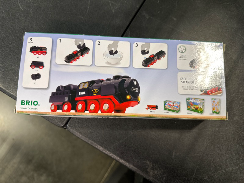 Photo 3 of Brio World 33884 Battery-Operated Steaming Train | Toy Train with Light and Steam Effects for Kids Age 3 and Up, Black