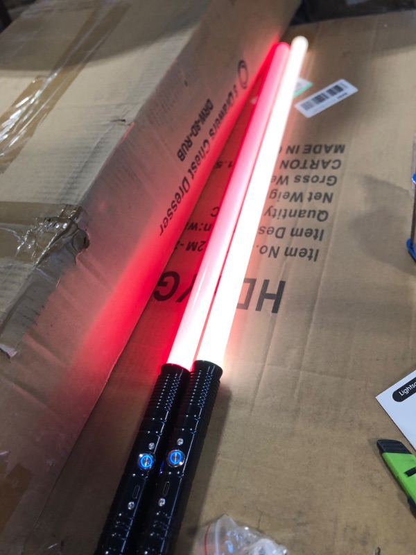 Photo 1 of Lorsaberus Light Saber, 2-in-1 RGB FX Dueling Light-Saber for Kids , Premium Aluminium Alloy Hilt Dual Light Sabers with 7 Colors Changeable, Birthday Presents, 2Pack
