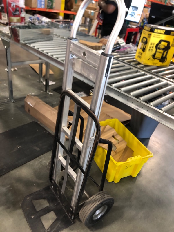 Photo 4 of HaulPro Heavy Duty Hand Truck with Horizontal Loop Handle - Aluminum Dolly Cart for Moving - 500 Pound Capacity - 10" Rubber Wheels - 50.25" H x 17.5" W with 17.75" x 9" Die Cast Nose Plate 10" wheels