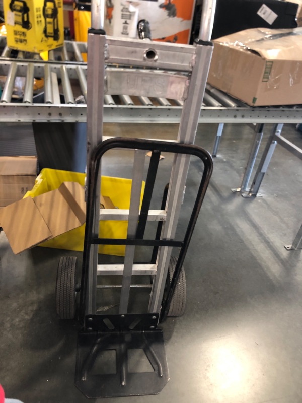 Photo 3 of HaulPro Heavy Duty Hand Truck with Horizontal Loop Handle - Aluminum Dolly Cart for Moving - 500 Pound Capacity - 10" Rubber Wheels - 50.25" H x 17.5" W with 17.75" x 9" Die Cast Nose Plate 10" wheels
