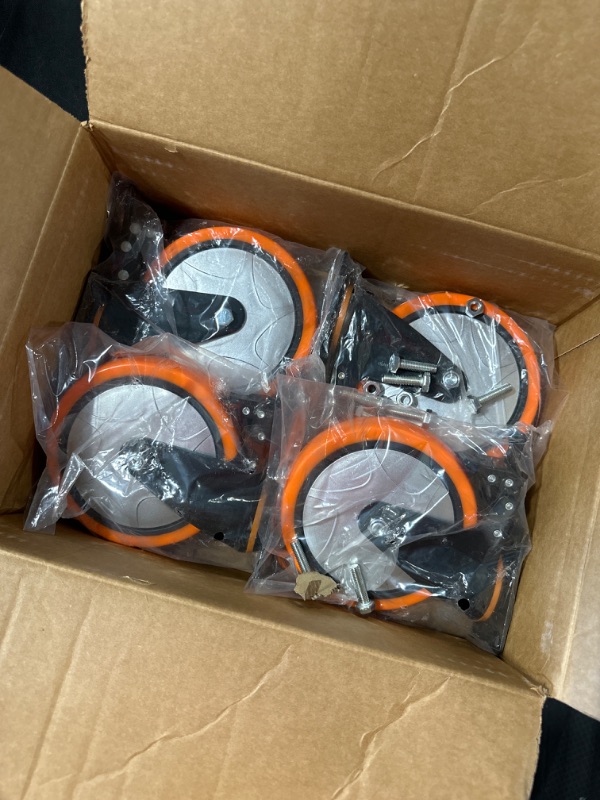 Photo 2 of 6 inch Heavy Duty Casters Load 3000lbs,Perfect Design Structure in Lockable Bearing Caster Wheels with Brakes,Swivel Casters for Furniture and Workbench,Set of 4 (Free Screws)