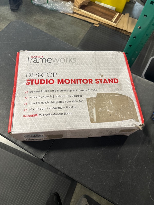 Photo 2 of Gator Frameworks Desktop Studio Monitor and Speaker Stand - Set of 2 (GFWSPKSTMNDSK) & HOSA HSS-005 REAN 1/4" TRS to REAN 1/4" TRS Pro Balanced Interconnect, 5 Feet Stand Stand + Balanced Interconnect