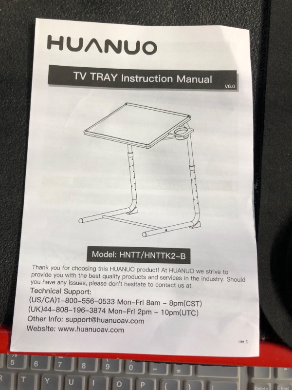 Photo 1 of Adjustable TV Tray Table - TV Dinner Tray on Bed & Sofa, Comfortable Folding Table with 6 Height & 3 Tilt Angle Adjustments (Black)