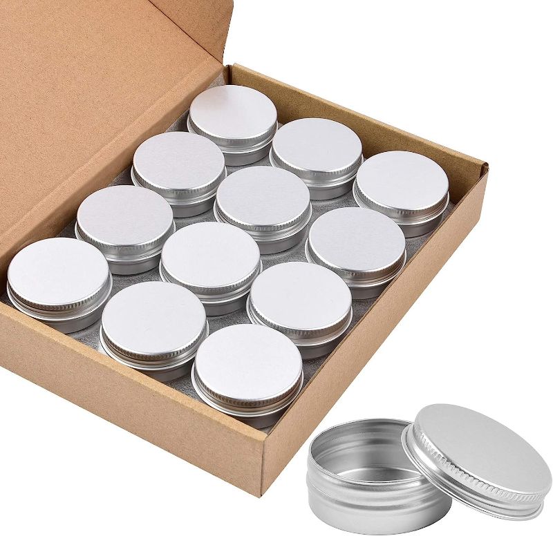 Photo 1 of 
Aluminum Tin Cans, 24PCS 1/2 Oz Metal Round Tins Containers DIY Hand Cream Lip Balm Tins Small Empty Storage Travel Tin Jars for Candles, Salve, Cosmetics,.