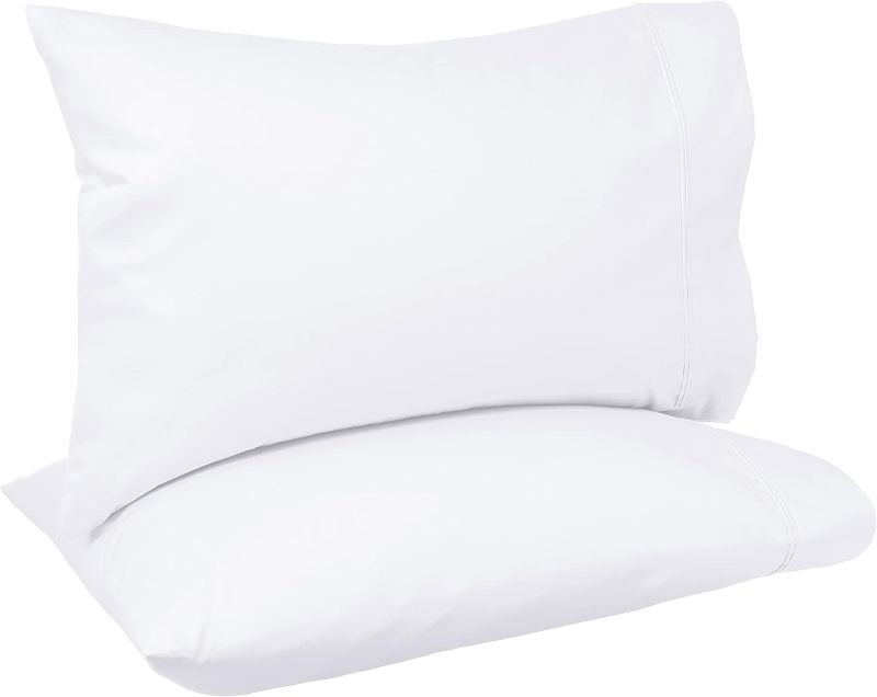 Photo 1 of 
Amazon Basics 400 Thread Count Cotton Pillow Case, Standard, 30" L x 20" W, White - Set of 2
Color:White