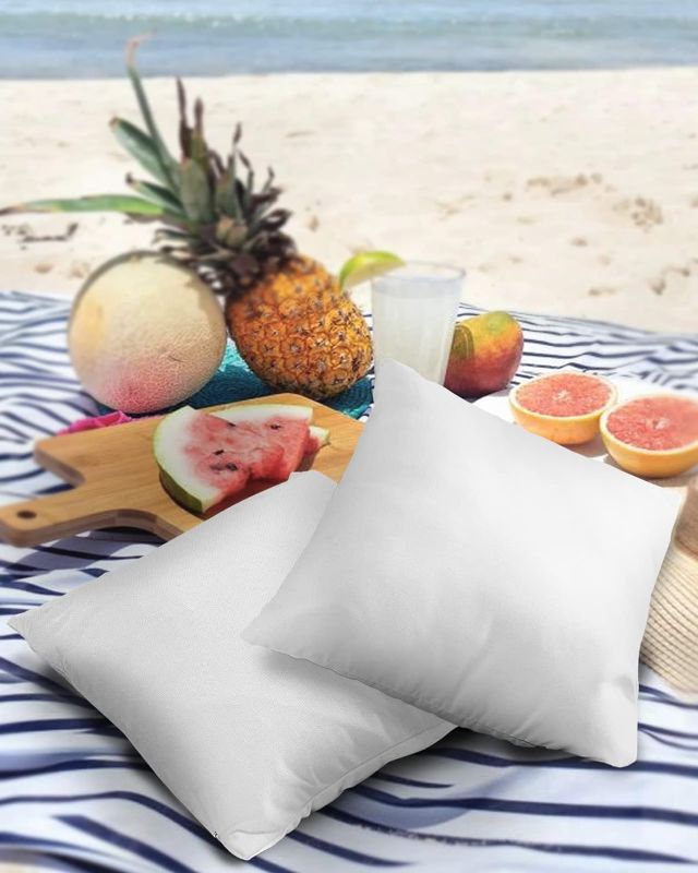 Photo 1 of 
Boanket White Outdoor Pillow Covers 24 x 24 Inches, Modern Simple White Backdrop Waterproof Throw Pillow Cover Set of 2, Home Decorative Square Cushion