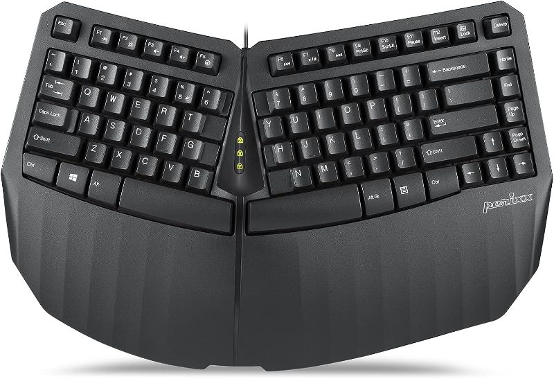 Photo 1 of Perixx PERIBOARD-413B US, Wired USB Ergonomic Compact Split Keyboard - 15.75x10.83x2.17 inches TKL Design - Black - US English
Color:Black
