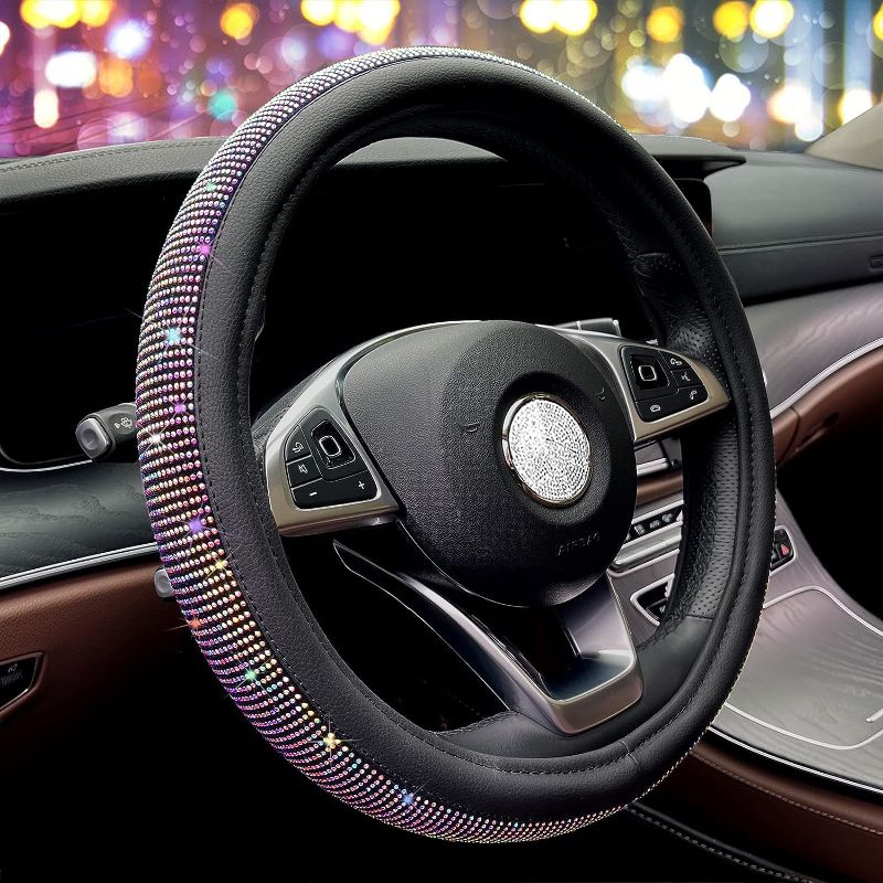 Photo 1 of 
YASSIBY New Diamond Leather Steering Wheel Cover for Women Girls, with Colorful Bling Crystal Rhinestones, Universal Fit 15 Inch Car SUV Wheel Anti-Slip...
Color:Colorful Diamonds