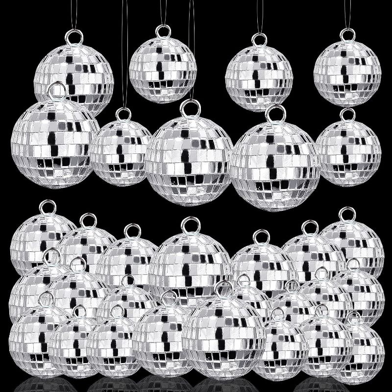 Photo 1 of 
40 Pcs Disco Balls Ornaments Silver Mini Disco Balls Reflective Mirror Ball Cake Decoration 70s Disco Party for Christmas Holiday Party Decor 3 Sizes
