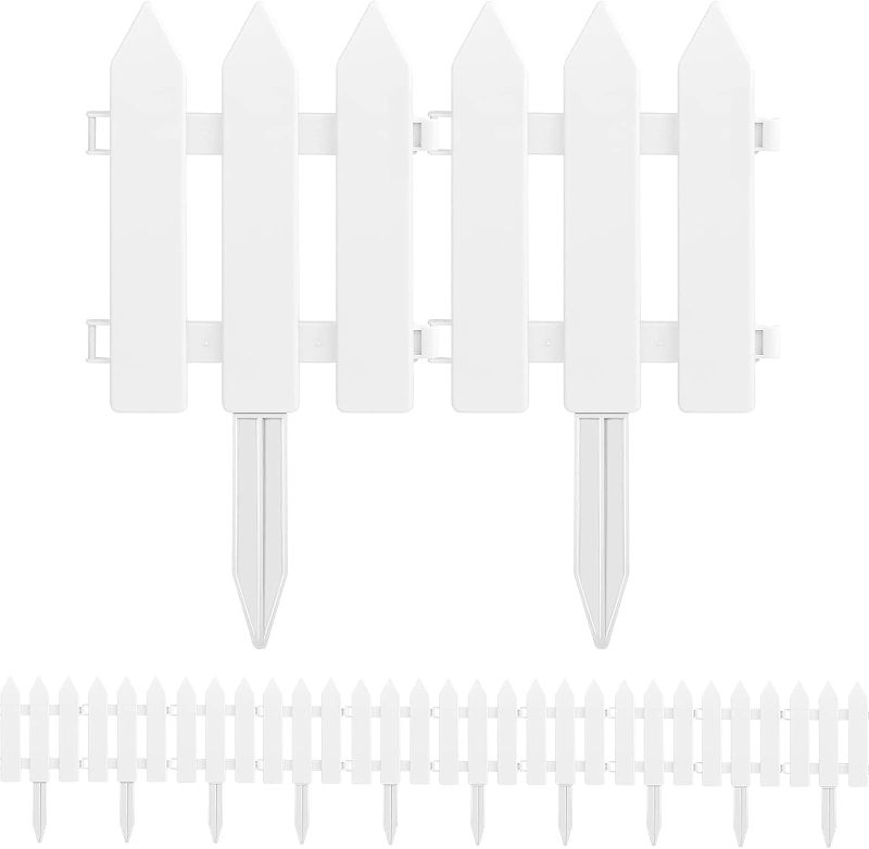 Photo 1 of 
PLULON 12 Pieces Garden Fence with 12 Pieces Fence Insert White Plastic Fence Garden Picket Fence Edgings Lawn Flowerbeds Plant Borders Decorative Garden Yard