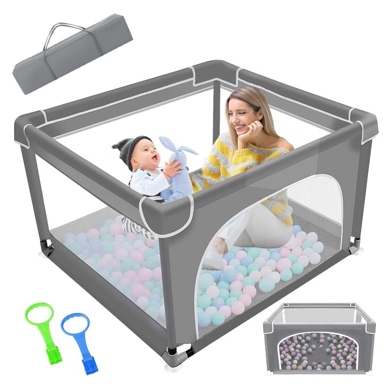 Photo 1 of 
Baby Playpen,Playpen for Babies and Toddlers,Baby Play Yards Indoor,Safety Play Yard for Babies with Soft Breathable Mesh,No Gaps Playpen for Babies, Small...