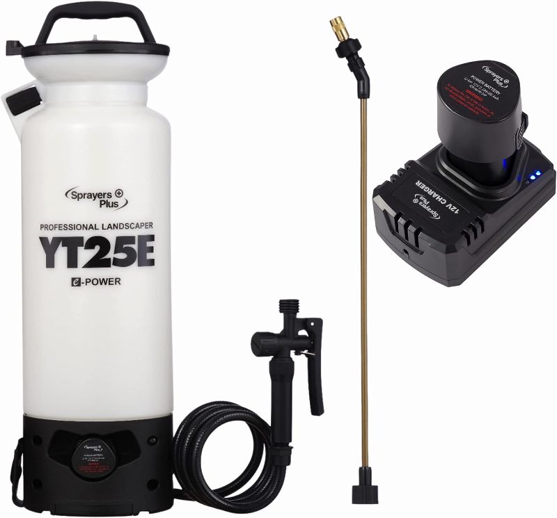 Photo 1 of 
Sprayers Plus YT25E Battery Sprayer - 12V Lithium-ion with Viton Seals & O-Ring, Brass Wand & Nozzle & Shoulder Strap, 2 Gallon