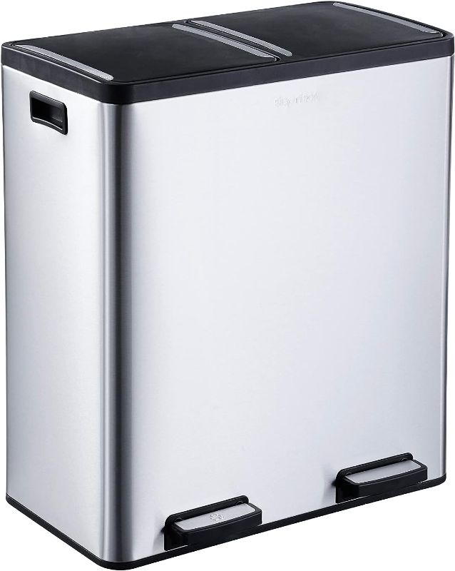 Photo 1 of 
The Step N' Sort 18.5 Gallon Extra Large Capacity, Soft-Step, Dual Trash and Recycling Bin with Removable Inner Bins, Silver
