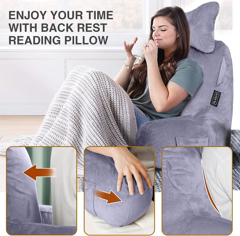 Photo 1 of 
Reading Pillow Extra Large 31" Bed Rest Pillow with Detachable Neck Roll & Arms for Sitting in Bed or Couch-Backrest Reading Pillow Adult Back...