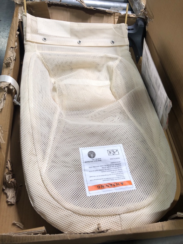 Photo 2 of ANGELBLISS Baby Bouncer, Portable Bouncer Seat for Babies, Infants Bouncy Seat with Mesh Fabric, Natural Vibrations (Beige)