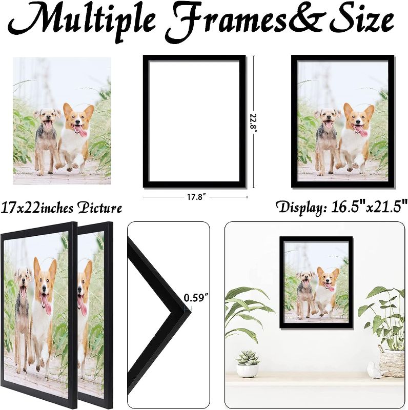 Photo 1 of 17x22 Picture Frame Set of 1, High Transparent Picture Frames for 17 x 22 Photo Canvas Collage Poster Certificate Wall Gallery Horizontal Vertical 17 By 22