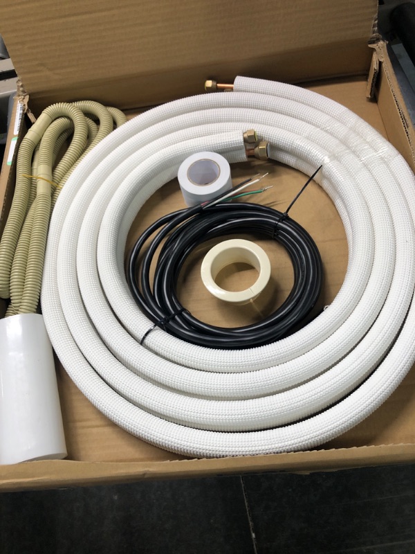 Photo 2 of Wostore 16 Ft. Line Set 1/4&3/8 Inch 3/8" PE for Mini Split Air Conditioner Insulated Coil Copper Pipes HVAC with Fittings 16' x 1/4"-3/8"