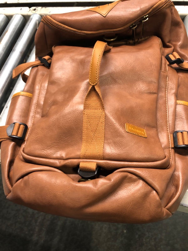 Photo 2 of BAOSHA Stylish Leather Men Weekender Travel Duffel Bag Backpack Hybrid Hiking Rucksack Overnight Bag Convertible HB-26 BROIWN