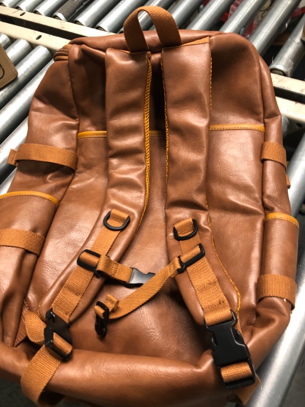 Photo 3 of BAOSHA Stylish Leather Men Weekender Travel Duffel Bag Backpack Hybrid Hiking Rucksack Overnight Bag Convertible HB-26 BROIWN