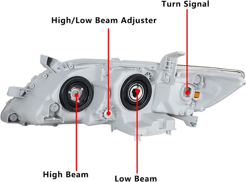 Photo 2 of ADCARLIGHTS 2007 2008 2009 Toyota Camry Headlight Assembly for 2007-2009 Toyota Camry Headlamp Chrome Housing Replacement Left and Right OE Replacement A-Chrome Housing Amber Reflector