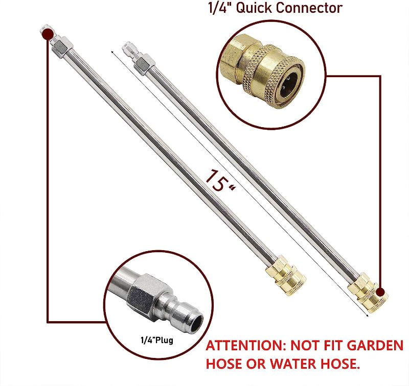 Photo 3 of Biswing 15" Pressure Washer Stainless Steel Surface Cleaner with 3 Wheels & 1/4" Quick Connector, Power Washer Attachment with 2 Extension Wand, 2 610180