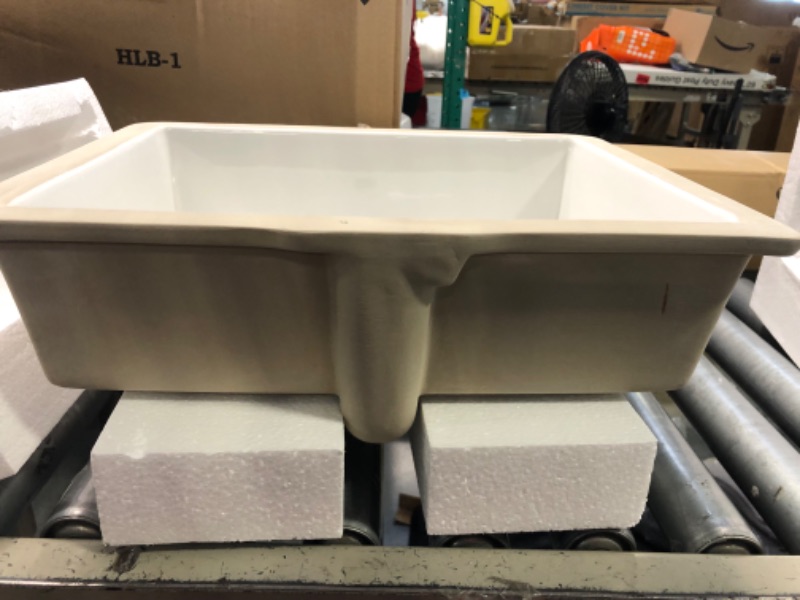 Photo 4 of 18 Inch Undermount Bathroom Sink Small Rectangle Undermount Sink White Ceramic Under Counter Bathroom Sink with Overflow (18.3"x13.8")