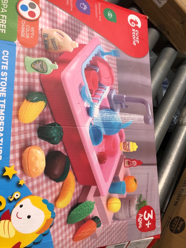Photo 1 of CUTE STONE Play Kitchen Sink Toys,Electric Dishwasher Playing Toy with Running Water,Upgraded Automatic Faucets and Color Changing Accessories, Role Play Sink Set Gifts for Kids Boys Girls Toddler