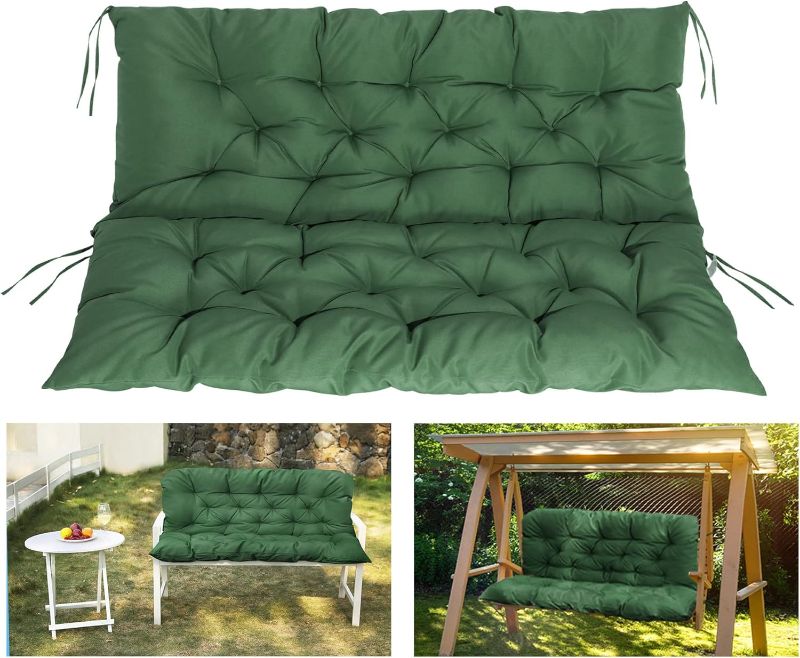 Photo 1 of COSNUOSA Swing Replacement Cushions Waterproof Porch Swing Cushions 2-3 Seater Outdoor Swing Cushions for Outdoor Furniture dark green 60x40 Inches 60x40 inch dark green