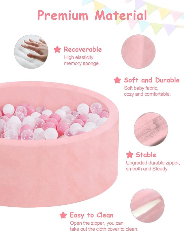 Photo 3 of Foam Ball Pit for Toddlers, IAGBIBUI Round Soft Ball Pool Pits for Indoor Playpen, Gift Toy for Kids Children and Babes, Pink (Balls Not Included)