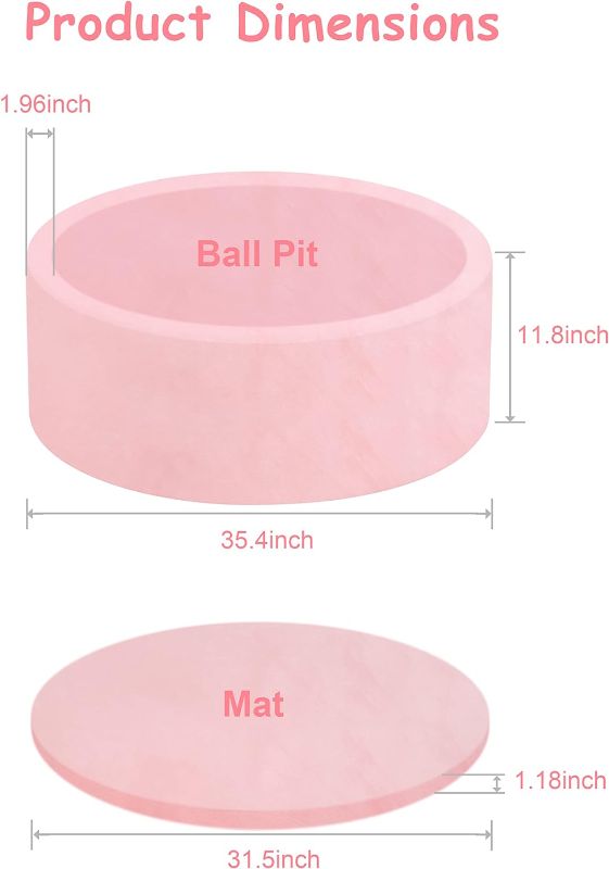 Photo 2 of Foam Ball Pit for Toddlers, IAGBIBUI Round Soft Ball Pool Pits for Indoor Playpen, Gift Toy for Kids Children and Babes, Pink (Balls Not Included)