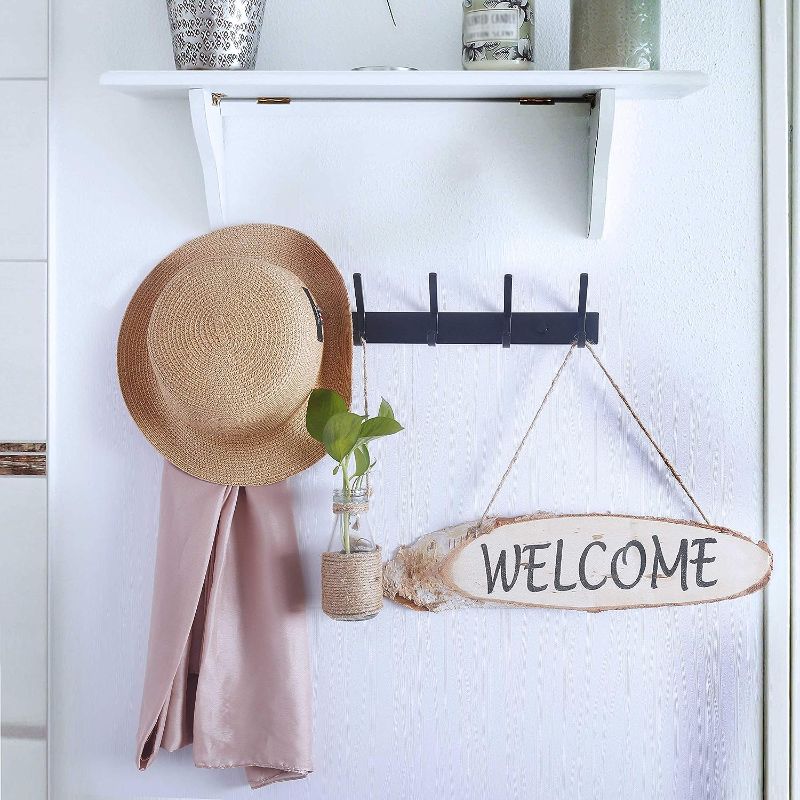 Photo 1 of WEBI Coat Rack Wall Mounted,17-1/8 Inch Coat Hooks for Hanging Coats,Heavy Duty Metal Hook Rack Rail with 6 Double Dual Hooks Coat Hanger Wall Mount for Purse Clothes Entryway Jacket,Black,2 Packs 6 Hooks Black2
