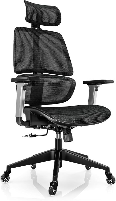 Photo 1 of 
LINSY HOME Ergonomic Office Chair, Swivel Ergonomic Task Chair with Adjustable Headrest and Arms, Lumbar Support and PU Wheels, Computer Mesh Chair for Home...
Color:Black
