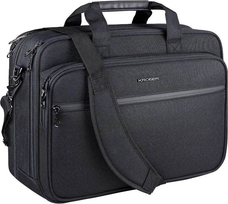 Photo 1 of KROSER Laptop Bag Premium Laptop Briefcase Fits Up to 17.3 Inch Laptop Expandable Water-Repellent Shoulder Messenger Bag Computer Bag with RFID Pockets for...
