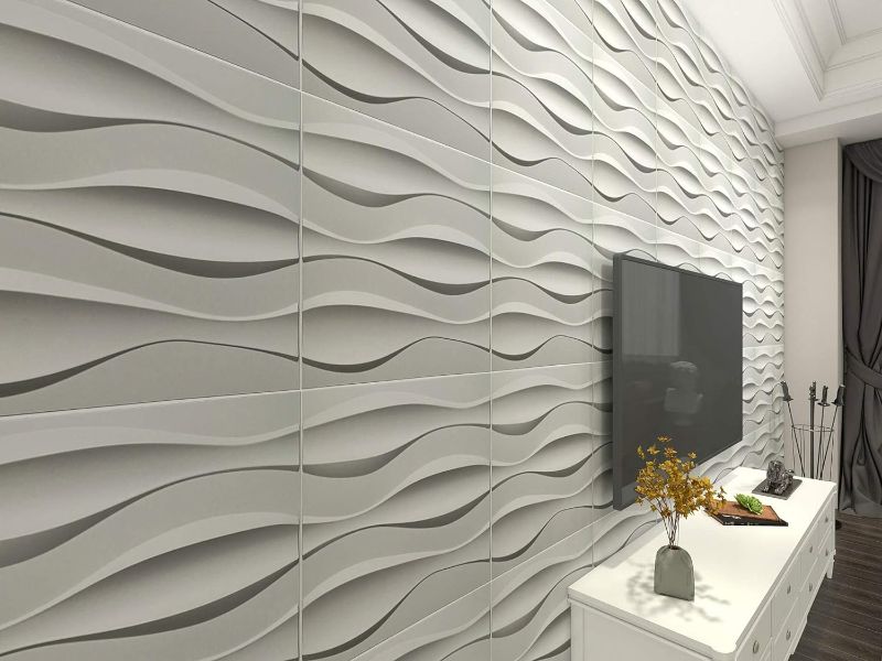 Photo 1 of 
Art3d Textures PVC Wall Panels, Big Wave 3D Panelling, 19.7" x 19.7" (12 Pack)
Color:Wave
