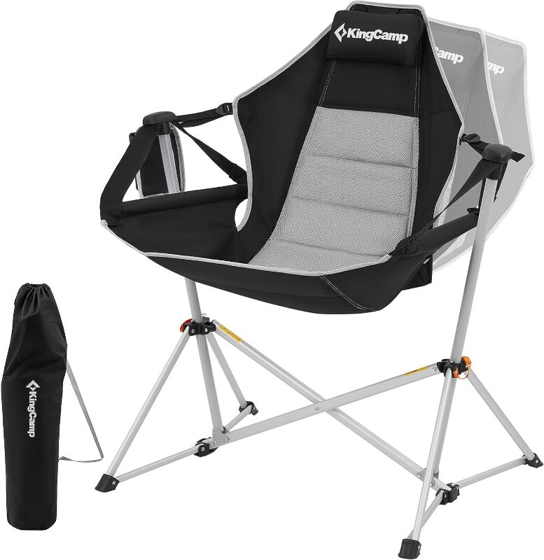 Photo 1 of 
KingCamp Hammock Camping Chair, Aluminum Alloy Adjustable Back Swinging Chair, Folding Rocking Chair with Pillow Cup Holder, Recliner for Outdoor Travel...